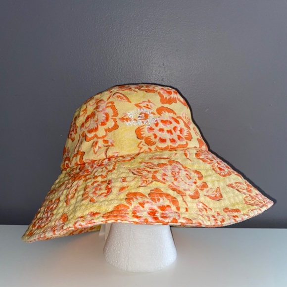 Wrangler x Billabong Orange Yellow Floral Cotton Floppy Bucket Hat Women’s - Picture 9 of 9